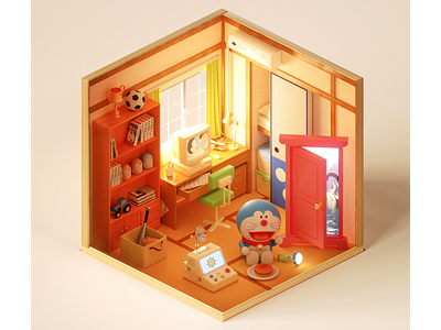 ドラえもん Room. 3d c4d doraemon octane