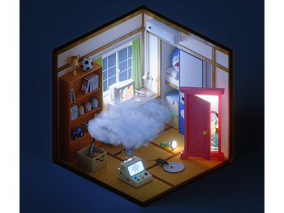 ドラえもん Room. 3d c4d doraemon octane