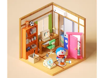 ドラえもん Room. 3d c4d doraemon octane