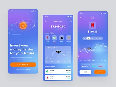 Investment Stock App analysis app clean design finance financial fintech growth invest investment investment app market minimal mobile portfolio stock ui ui design uiux whitespace