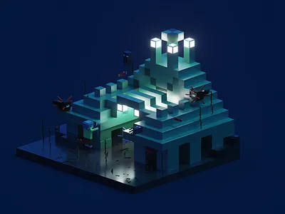 minecraft ocean monument [Redesign] 3d design magicavoxel minecraft monument ocean pixelart voxelart voxels