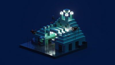 minecraft ocean monument [Redesign] 3d design magicavoxel minecraft monument ocean pixelart voxelart voxels