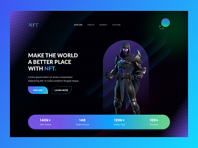NFT Landing Page blockchain card crypto cryptocurrency design landing landing page nft nft app nft dashboard nft market nft marketplace nft web token ui ux uxui website