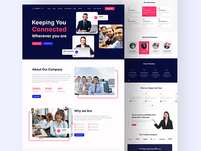 Call Center Website Template Design call center call services communication website conference customer care landing page design online call center telecommunication website telemarketing virtual assistants website design