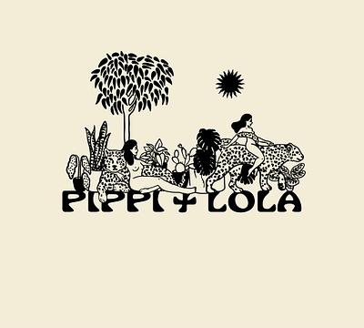 Pippi + Lola T Shirt Design brand identity branding design graphic design hand drawn hand drawn logo illustration line art logo minimal art plant art plants tattoo art