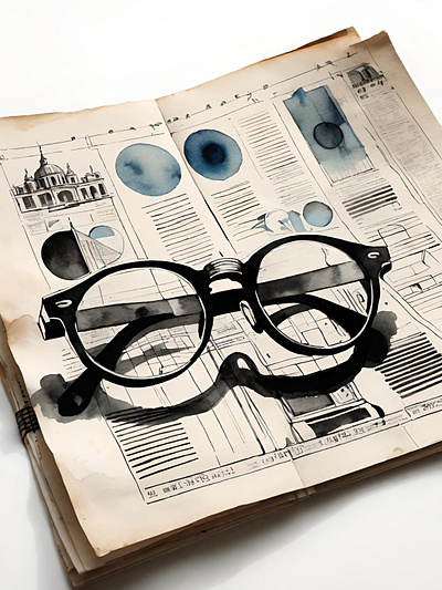 I dread the news on social media. bad news dread glasses illustration media news newspaper social media vintage watercolor