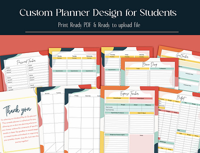 Custom Planner Design agenda planner custom journal design custom planner daily and weekly plannner journal designer monthly planner planner design planner designer productivity planner student organizer student schedule planner