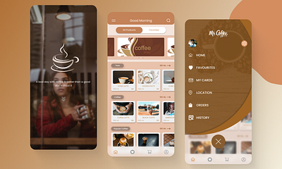 Coffee app ui design android app app design branding coffee app design figma ui ui ux ui design