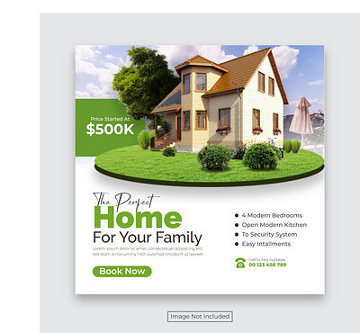 Real estate house social media post or square banner template home post rent