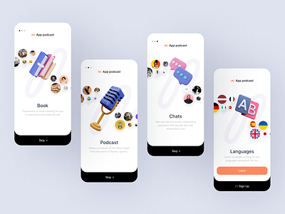 App podcast (onboarding) book book application book onboarding education library onboarding online book podcast prototype prototyping ui design uiux design user experience user interface ux design web design web design