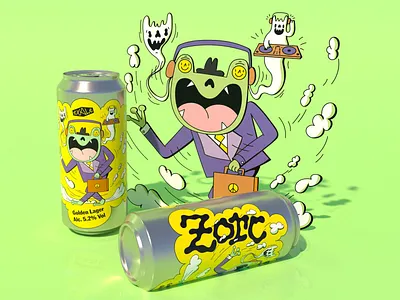Exale Zorc 3d alcohol beer beer artwork beer label brewery brewing businessman can label cloud dj dope drink frog illustration label peace pint techno vector