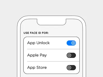 Daily UI #15 / On/Off Switch accent app apple application appstore choose dailyui dailyui15 faceid flat interface ios line mobile scheme screen select simple switch ui