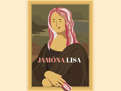 Jamona Lisa bacon calendar da vinci fine art funny ham ill illustration jamon mona lisa portrait pun