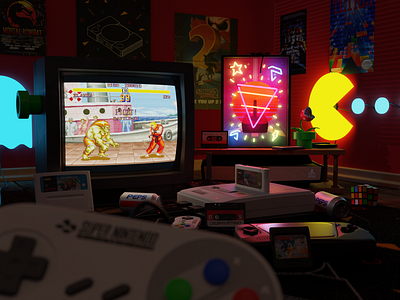 Childhood Memories 1 - 90s 3d 90ies blender blender 3d illustration snes