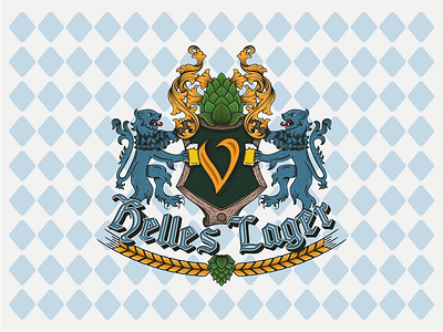 Helles Lager beer beer art beer label branding coat of arms crest german lager helles heraldic illustration lager lion shield vector