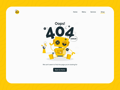 404 Error Page DailyUI Challenge 404 error 404 error page branding dailyui dailyuichallenge error error page graphic design home home page minimal design nepali designer ui uiux warning web 404 error web error page yellow yellow ui