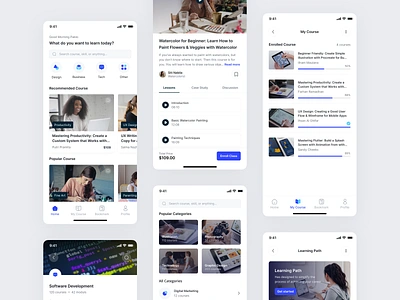 Online Course - Mobile App android branding component course design design system dipa inhouse ios design learn lesson mobile mobile design online course online learning ruang guru school udemy ui ux wireframe