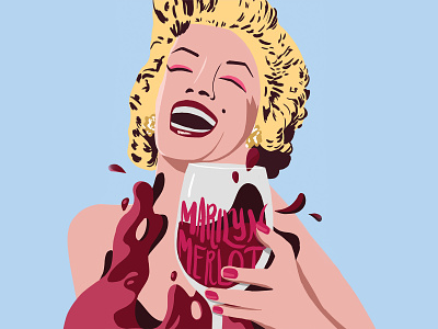 Merilyn Merlot cheers drnking fun funny illustration merilyn monroe merlot splash warhol wine