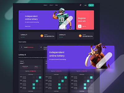 Crypto online lottery concept design ui ux web