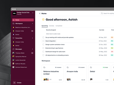 Project Management App app chat create dashboard folder home management project search sidebar task ui ux web webapp