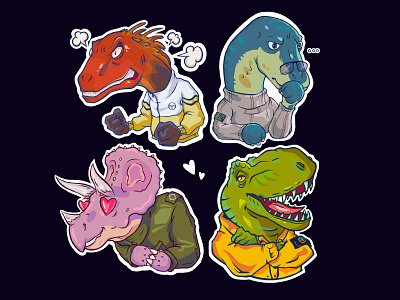 DINO sticker pack 2d art art branding cartoon character design dino illustration illustrator odesa procreate stickers ukraine ukrainian artist