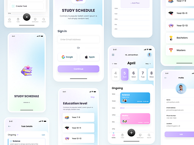 Study Planner App application design cool colors design educational app graphic design mobile app ubrain designs ui ui design ux