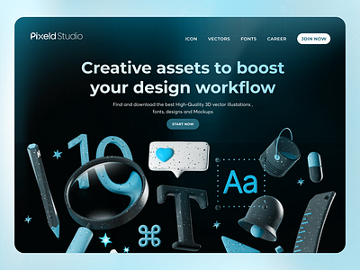 Design Assets Library 3d branding design gradient illustration ui vector web