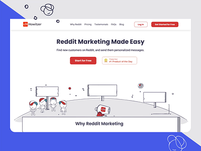 Howitzer Web Redesign 2d animation adobe aftereffects animation branding graphic design hero animation hero section illustration lottie marketing motion graphics reddit ui
