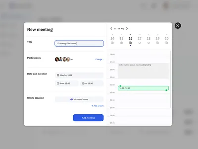 Employee Experience Platform appdesign calendarintegration collaborationtools desktopux employeeexperience enterprisesoftware internalcommunication meetingscheduling productivity saas uidesign userinterface uxdesign workmanagement workplaceapp workplaceefficiency