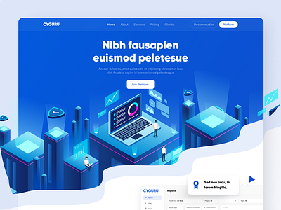 Cyber Security Business Landing page blue theme design desktop design desktop ui design light theme radial code radialcode security website ui design uiux web design