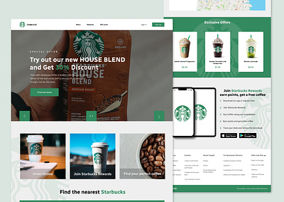 Starbucks Landing Page Redesign branding green landing page starbucks ui user experience design user interface design ux web design