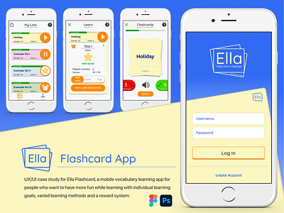 UX/UI Ella Flashcard app design ui ux
