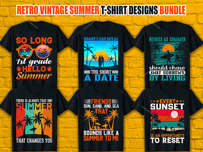 Summer T-Shirt Designs Bundle design illustration merchbyamazon summer logo summer logo t shirt summer retro t shirt design summer t shirt summer vintage t shirt design tshirt