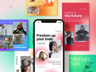 Gradient Fashion Social Media Vol.III gradient grid instagram instagram template layout media modern poster social social media social media design social media template typography