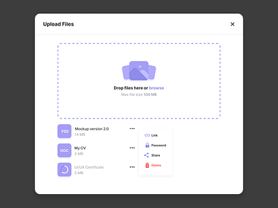 DailyUI #031. File Upload 031 31 clean clean design cloud dailyui dailyui031 download drag file dropbox google disk loading modal strage ui upload ux