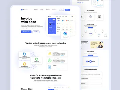 Invoice Saas Landing Page UI best shot in dribbble clean design figma flat design invoice invoice software landing page ui saas saas landing page trendy design ui ux website