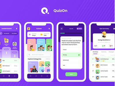 Quiz App UI | Quizon quizzland clone ui