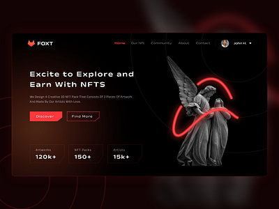 FOXT | NFT Website Design - XD Challenge art artwork designs digital digital art markerplace market nft nft pack ui uidesign uiux web web design