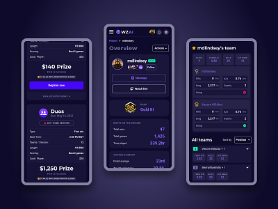 Game Tournament Platform app dark gaming mobile product tournament tourney ui ux warzone