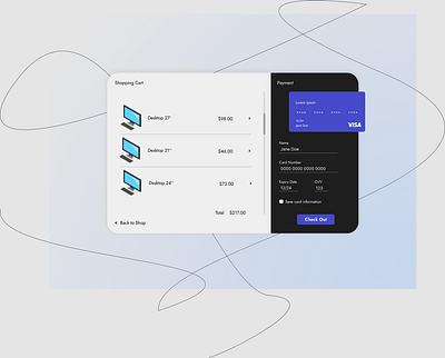 DailyUI #002 Credit Card Checkout beginner black blue card check out checkout computer credit card daily ui dailyui design desktop figma line product design scroll shop ui ux visa