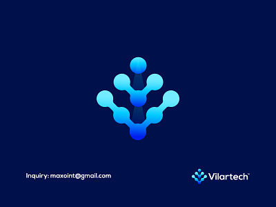 V + Tech - Blockchain Logo Design Concept bitcoin logo branding coin logo design ethereum logo gradient icon letter v logo logo mark logo trends 2022 modern logo startup symbol tech logo tech logo mark technology company v logo vector