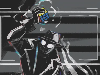 Noir illustration my art spiderverse
