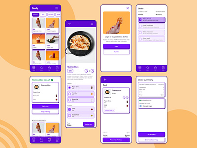 Brutalism Food App app brutalism colorful design food food app fun interface minimal mobile mobile app pastel restaurant ui user interface ux