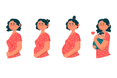 Pregnancy Stages Illustration baby belly birth bump illustration mother pregnancy pregnant vector woman