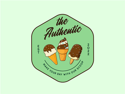 The Authentic Ice Cream - Logo Badge Concept branding design graphic design ice cream illustration logo shop logo typography