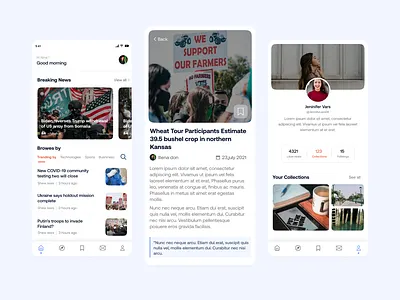 News App abobe xd clean design figma news app ui
