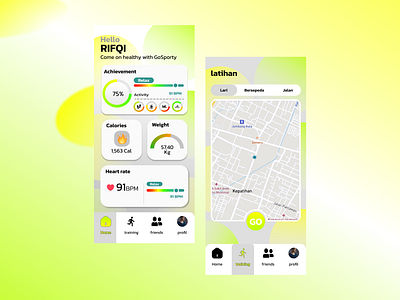 GoSporty app design healty illustration kesehatan mobile olahraga sepagi studio sport ui ui mobile design uiux