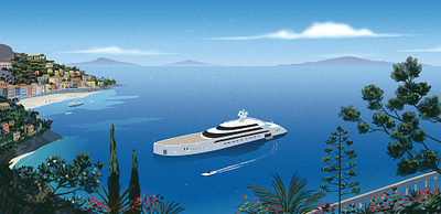 Travel in Style digital fashion folioart illustration jason brooks luxury travel yacht