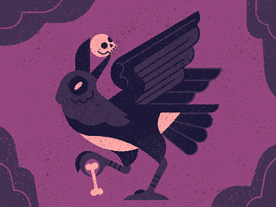 Scare-Crow 💀 adobe bird bone flat deisgn graphic halloween illustration illustrator muti purple scarecrow skull spooky texture vector