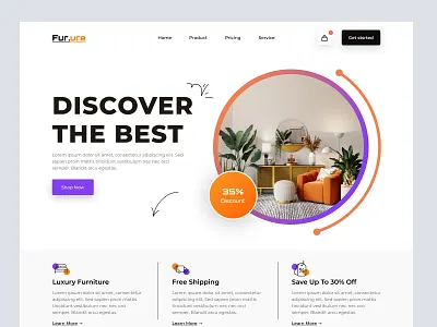 Web Header Design agency booking creative design furniture header hero hotel interior landing landing page product room ui ui kit uiux ux web website website header